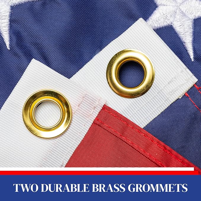 Evergreen Flag American Flag 3'x5' Estate Size with 2 Grommets | Heavy Duty Outdoor Flag | Embroidered Stars and Stripes and Quadruple Stitched Edge | USA Residential or Commercial