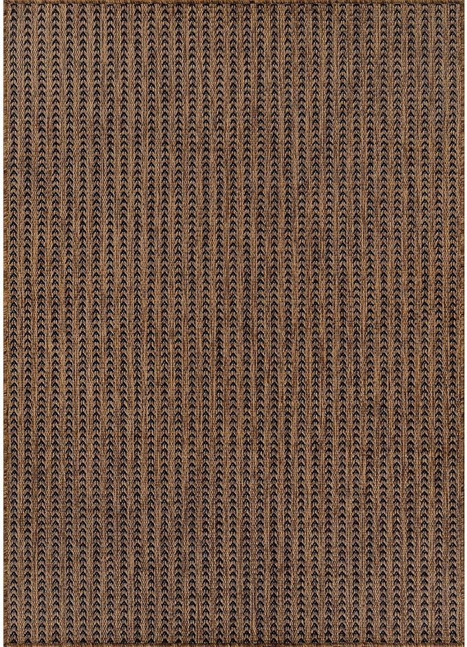 Washable Outdoor Rug 10x14 Modern Area Rugs Outdoor Carpets Striped Pattern Non Shedding Waterproof Easy Clean Patio Deck Porch Living Room Bedroom Garden RV (10 X 14 Gold)