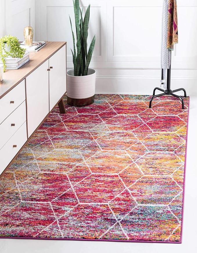 Unique Loom Trellis Frieze Collection Area Rug - Geometric (4' x 6', Multi/ Ivory)