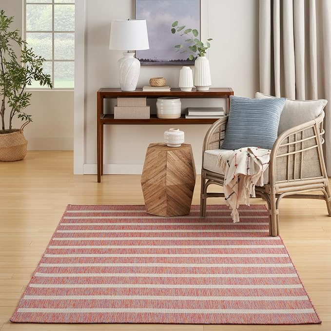 Nourison Home Positano Rainbow Ivory 5' x 7' Area Rug - Easy Clean, Non Shedding, Bed Room, Living Room, Dining Room, Kitchen (5' x 7')