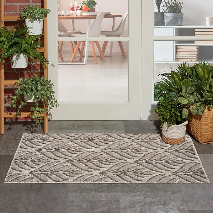 Nourison Home Aloha Charcoal 2'8" x 4' Area Rug - Easy Clean, Non Shedding, Bed Room, Living Room, Dining Room, Kitchen (3' x 4')