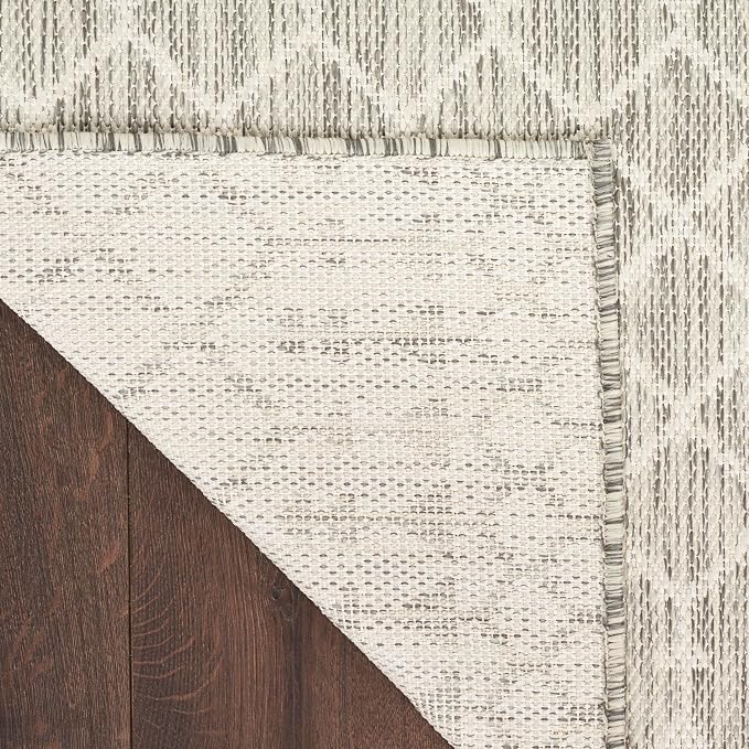 Nourison Home Positano Light Grey 2'2" x 12' Area Rug - Easy Clean, Non Shedding, Bed Room, Living Room, Dining Room, Kitchen (12' Runner)