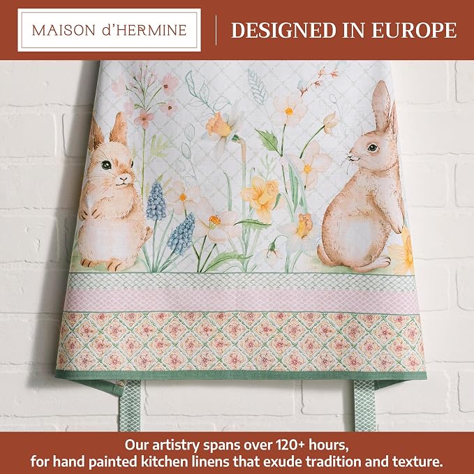 Maison d' Hermine Aprons for women with Pocket 100% Cotton (27.50"x31.50") | Adjustable Neck Strap & long ties Apron Men Chef Wedding Cooking Gardening Server Maid