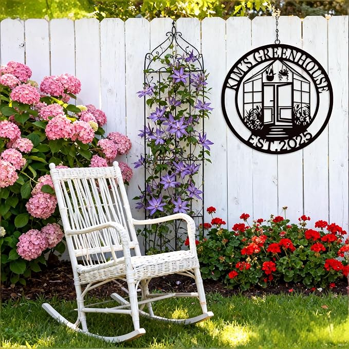 Personalized Greenhouse Sign, Custom Garden Family Name Plaque, Rustic Metal Wall Art for Gardener Gifts, Outdoor Decor for Shed, Yard & Farmhouse