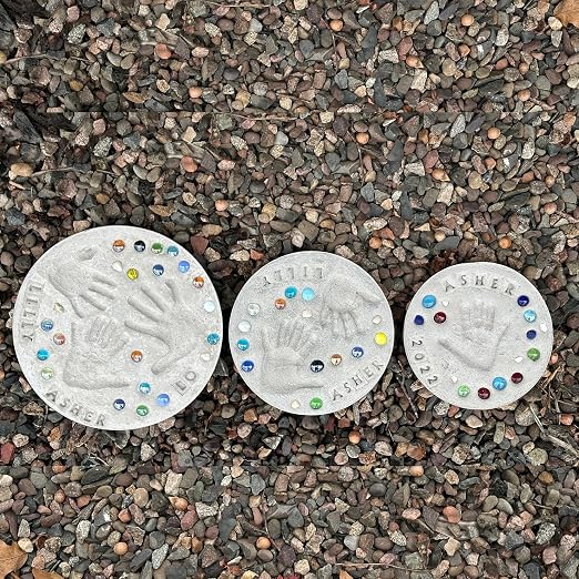 Large DIY Stepping Stone Kit, Handprint Stepping Stone, Mother's Day Gift, Footprint Stepping Stone (12 inch)
