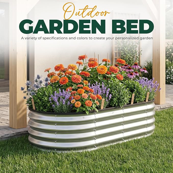 Utopia Home Galvanized Raised Garden Bed, 4x2x1 Ft Lightweight Planter Boxes Outdoor with Easy Assembly, Large Garden Bed for Vegetables, Fruits, Flowers, Silver, Pack of 2