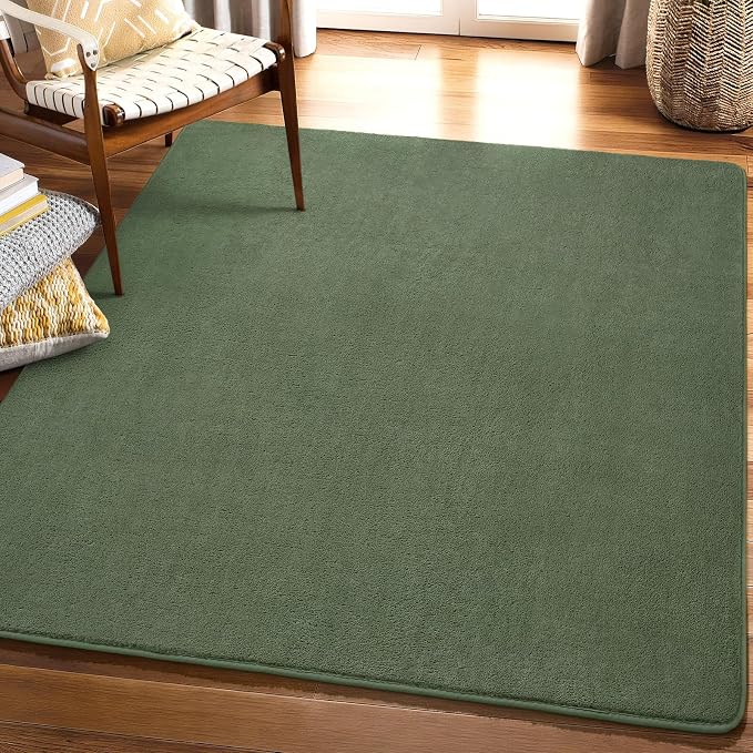 Amearea 4x4 Square Area Rugs for Bedroom Living Room, Sage Green Fluffy Rug | Thickened Memory Foam Rug, Indoor Washable Rug Non Slip Minimalist Carpet for Entryway Boys Girls Dorm Nursery Room Decor