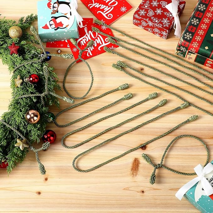 Zhengmy 24 Pcs Christmas Garland Ties Extra Long 30'' 25'' 20'' Olive Green Decorative Twist Tie for Banister Reusable Flexible Twist Tie for Garland Stairway Railing Home Xmas Holiday Decor