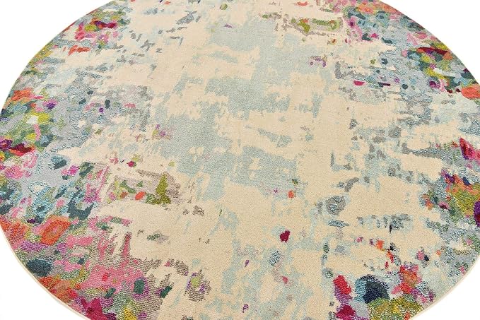Unique Loom Chromatic Collection Area Rug - Joyous (8' Round Multi/Blue)