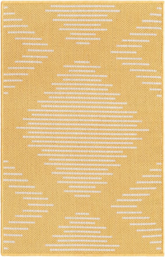 Unique Loom Outdoor Modern Collection Area Rug - Tambor (2' x 3' 1" Rectangle, Yellow/ Ivory)