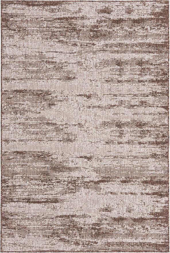 Unique Loom Outdoor Modern Collection Area Rug - Cartago (5' 3" x 7' 10" Rectangle, Brown/ Ivory)