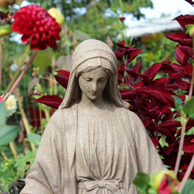 EMSCO Group Virgin Mary Statue – Natural Appearance – Made of Resin – Lightweight – 34” Height