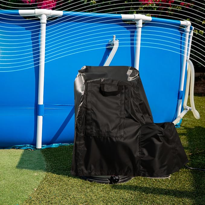 Pool Pump Cover for Above Ground Sand Filter Pumps, 600D Oxford | For 14-16 Inch Sands Filter Pump, Zipper Access, Buckle Strap, Hook-and-Loop Openings, Includes Storage Bag, Winter Closing