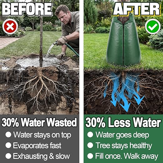 8 Packs Slow Release Tree Watering Bags - 20 Gallon Zippered Automatic Drip Irrigation Bags for New Planted and Transplanted Trees