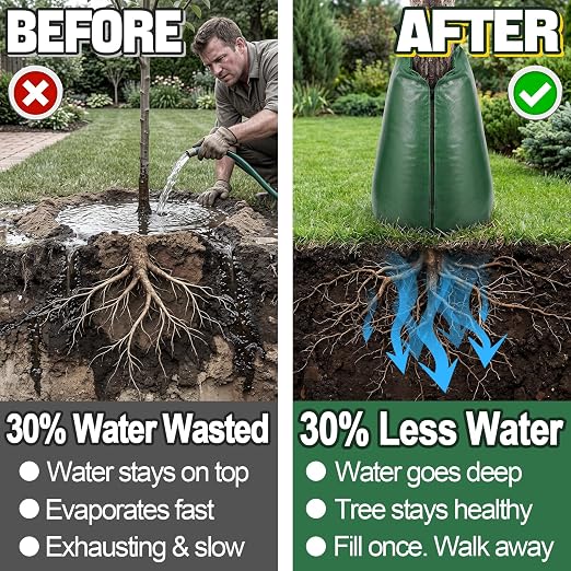 4 Packs Slow Release Tree Watering Bags - 20 Gallon Zippered Automatic Drip Irrigation Bags for New Planted and Transplanted Trees