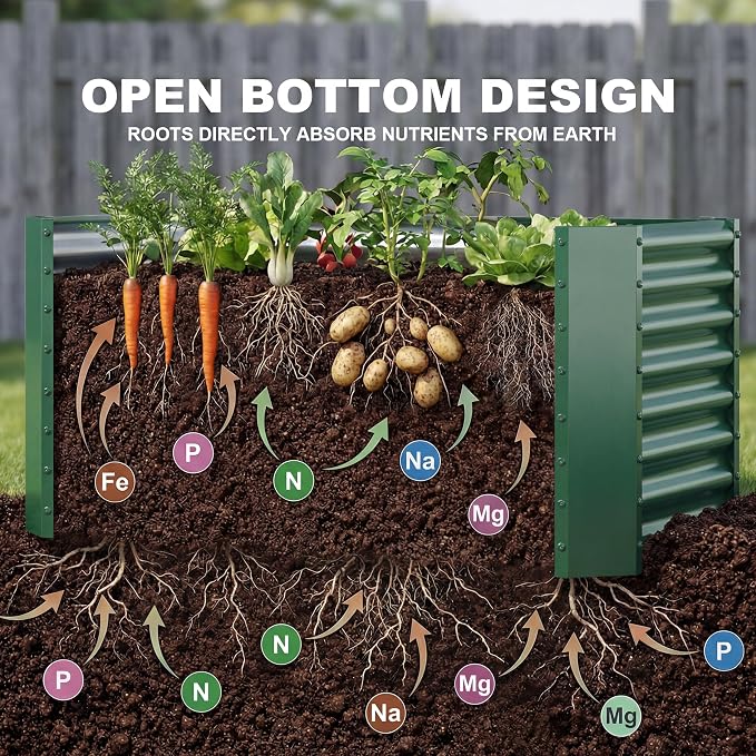 AHEONLAR 2 Pack 4×2×2ft Galvanized Raised Garden Beds, Rectangle Durable Planter Boxes Outdoor for Vegetables, Fruits, Flowers and Plants, Quick Assembly, Green
