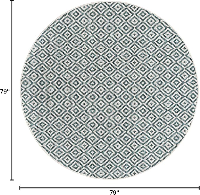 Unique Loom Jill Zarin Outdoor Collection Area Rug - Costa Rica (6' 7'' Round, Teal/ Ivory)