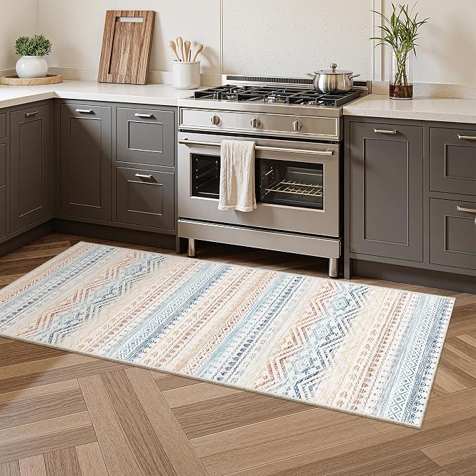 Miukiki Washable 2x6 Runner Rug Hallway Non Slip Kitchen Runner Multi | Machine Washable Long Floor Runner for Hallway Entryway Laundry Room Living Room Bedroom, Stain Resistant Indoor Carpet 2'x6'