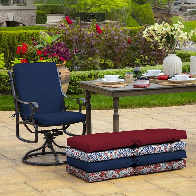 Arden 4-Pack Outdoor Patio Dining Chair Cushion, 20 x 44, Rain-Proof Seat Pad, Fade-Resistant Outdoor Cushion Sapphire Blue Leala
