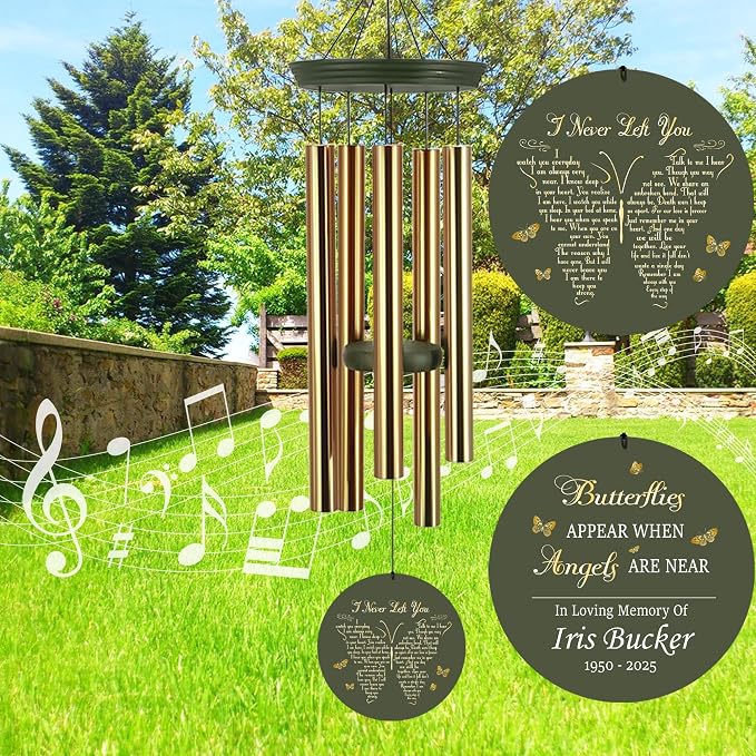 ASTARIN Memorial Wind Chimes Personalized, Bereavement Gift Ideas for Sympathy Loss of Lover Mother Father, 36 inch Deep Tone Wind Chimes Patio Decoration, in Memory of Loved One Gift(Made in Texas)