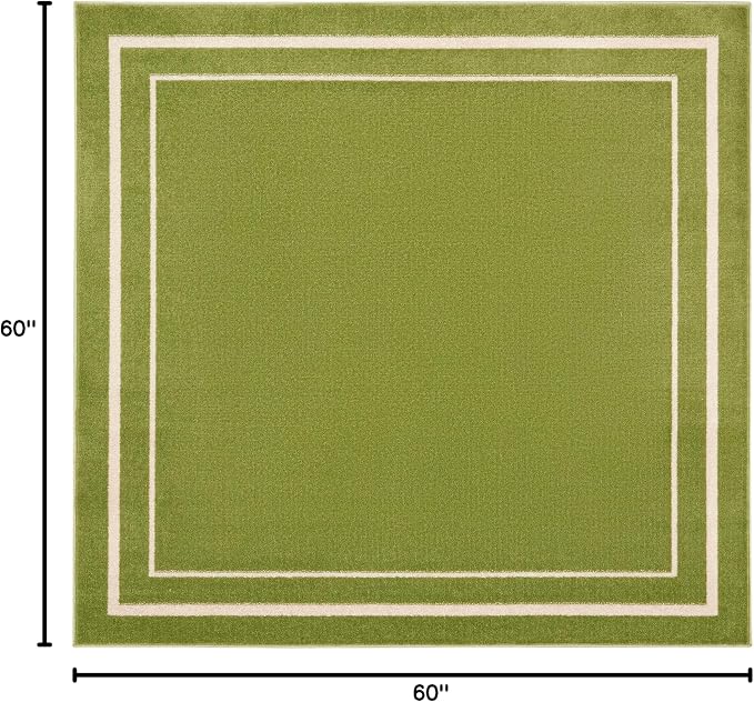 Nourison Home Nourison Essentials Green Ivory 5' x Square Area Rug - Easy Clean, Non Shedding, Bed Room, Living Room, Dining Room, Kitchen (5' x Square)