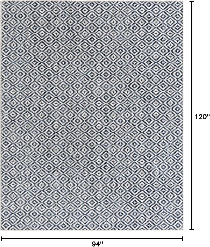 Unique Loom Outdoor Collection Area Rug - Costa Rica (7' 10" x 10' Rectangle, Blue/ Ivory)