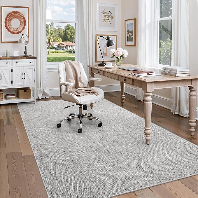 Valenrug 4x6 Area Rug Non Slip, High-Low Pile Washable Rug for Bedroom Grey | Soft Fluffy Textured Design, Non Slip & Lighweight, Folable, Stain Resistant Floor Carpet Rug for Living Room,Kitchen, Office