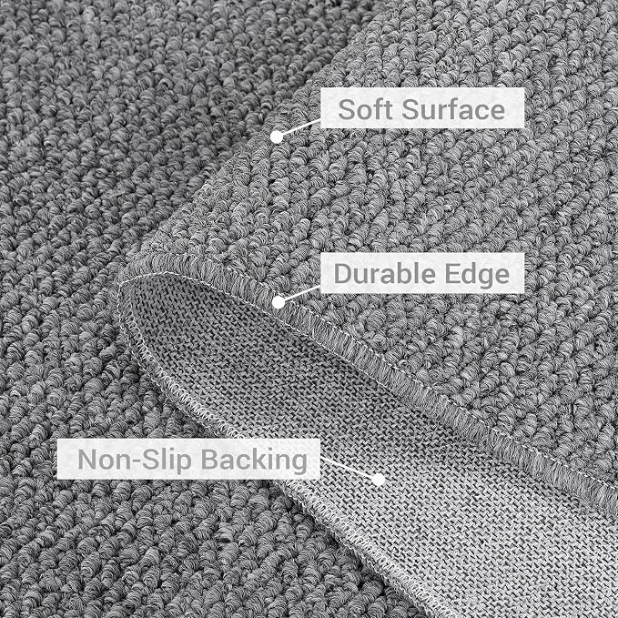 Garvee 2x6 Textured Runner Rugs for Entryway Solid Color Kitchen Rugs,Grey | Non Slip Washable Modern Neutral Stain Resistant Contemporary Weaving Non Shedding Low Pile Rug for Bedroom Bathroom