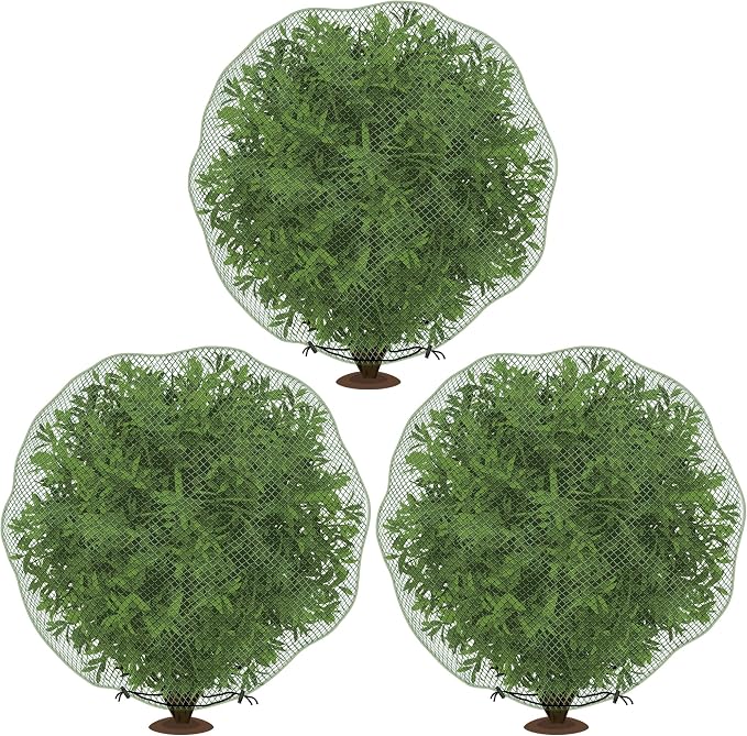 codree 3 Pcs Deer Netting for Shrubs- 7.8 x 7.8 Ft Deer Plant Netting Cover- Reusable Garden Plants Mesh Netting to Protect Undershrub Plant from Deer, Birds and Other Animals
