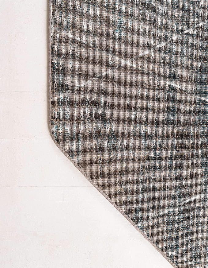 Unique Loom Trellis Frieze Collection Area Rug - Geometric (5' Octagon, Blue Multi/ Ivory)