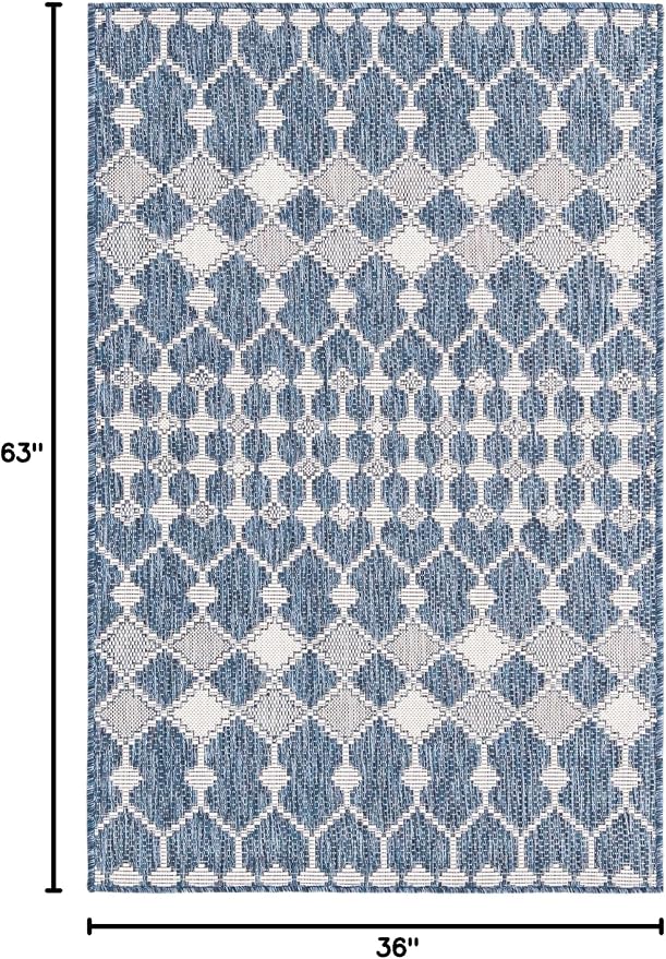 Unique Loom Outdoor Trellis Collection Area Rug - Traliccio (3' x 5' 3" Rectangle, Blue/ Ivory)