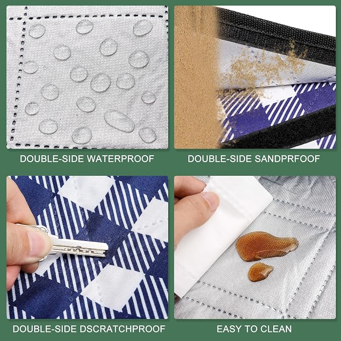 ZUBOND 80''x100'' Extra Large Picnic Beach Blankets Waterproof Sandproof Foldable, Machine Washable Simple Stylish Gingham Outdoor Blankets Grass Lawn Park for Family Camping Party
