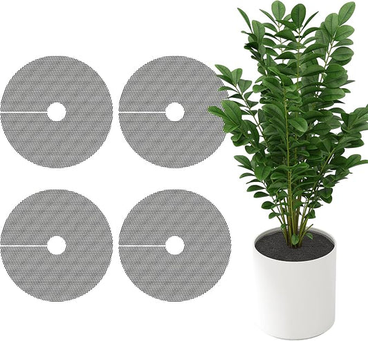 Adnee 4 Pcs 15.7 Inch Plant Pot Grids-Cuttable Plant Pot Soil Covers Protectors from Animals-Indoor Round Planter Pots Soil Guard for Outdoor Garden Plants Protection