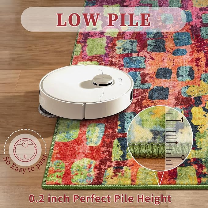 Tangsoo Abstract 2x4 Washable Rug for Entryway, Colorful Small Area Rug | Modern Non Slip Indoor Front Door 2x4 Runner Rugs Mat,Print Soft Low Pile Rugs for Entrance Kitchen Entry Bathroom Home Decor
