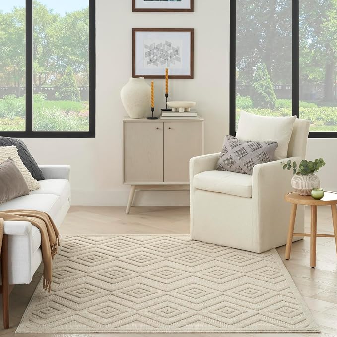 Nourison Home Versatile Cream 4' x 6' Area Rug - Easy Clean, Non Shedding, Bed Room, Living Room, Dining Room, Kitchen (4' x 6')
