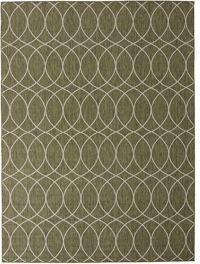 Unique Loom Outdoor Trellis Collection Area Rug - Gitter (9' x 12' Rectangle, Green/ Ivory)