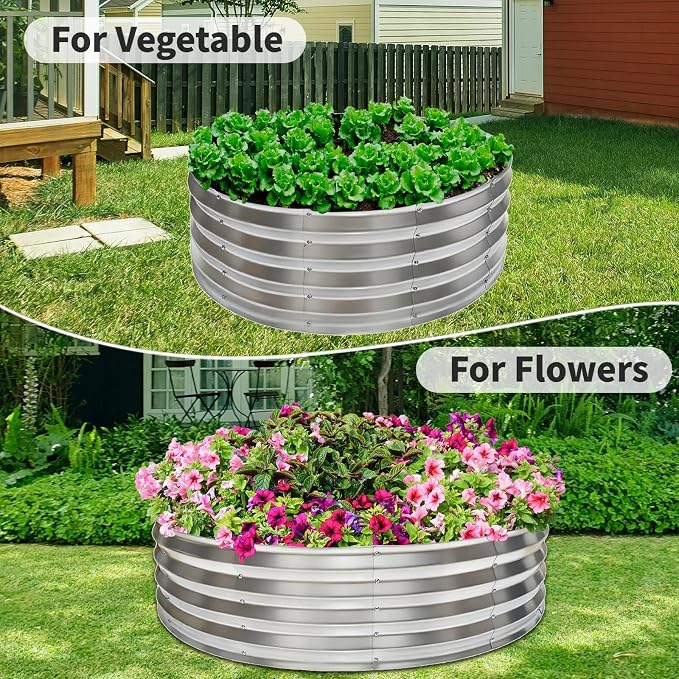 60 Inch Large Round Fire Pit Ring, Galvanized Steel Outdoor Bonfire Ring for Backyard & Camping, Sturdy, Rust-Proof & Easy to Install (5×5×1 FT)