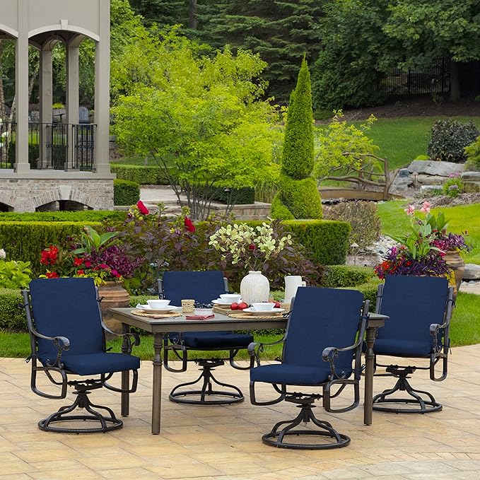 Arden Patio Dining Outdoor Chair Cushions, 20x44, Rain-Proof Seat Pad, Fade-Resistant Outdoor Cushion Sapphire Blue Leala