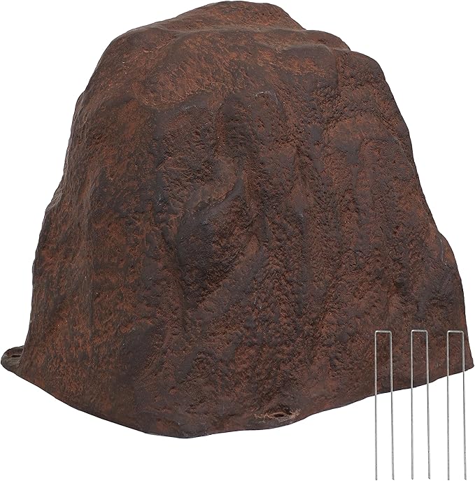 Sunnydaze 21.5” H Large Faux Landscape Rock Cover - Lightweight Polyresin Fake Rock Well Pump Cover for Outside – Realistic Natural Texture – Brown