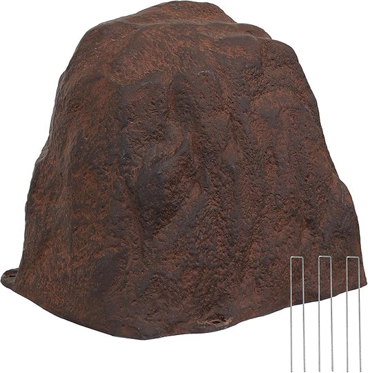 Sunnydaze 21.5” H Large Faux Landscape Rock Cover - Lightweight Polyresin Fake Rock Well Pump Cover for Outside – Realistic Natural Texture – Brown