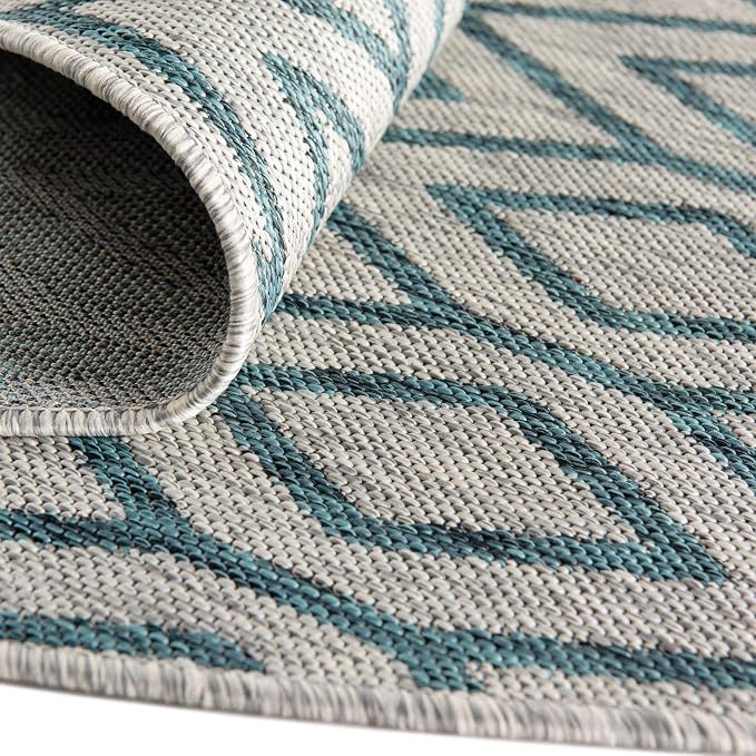 Jill Zarin Outdoor Collection Area Rug - Turks and Caicos (5' 3" x 8' Oval Gray Teal/Teal)