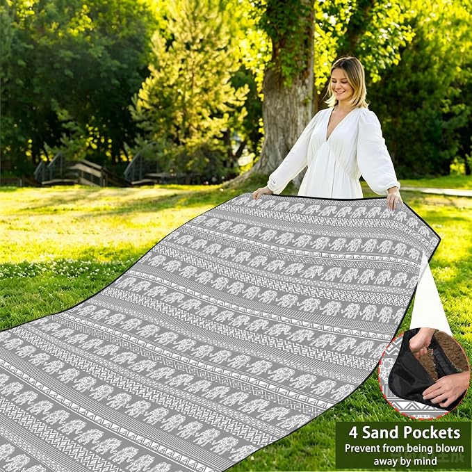 Picnic Blankets Beach Blanket 80" X 80" Extra Large Waterproof Camping Blankets Portable Outdoor Mat 3-Layer Blanket for Beach, Hiking, Park, Music Festival, Grass Lawn,Travel