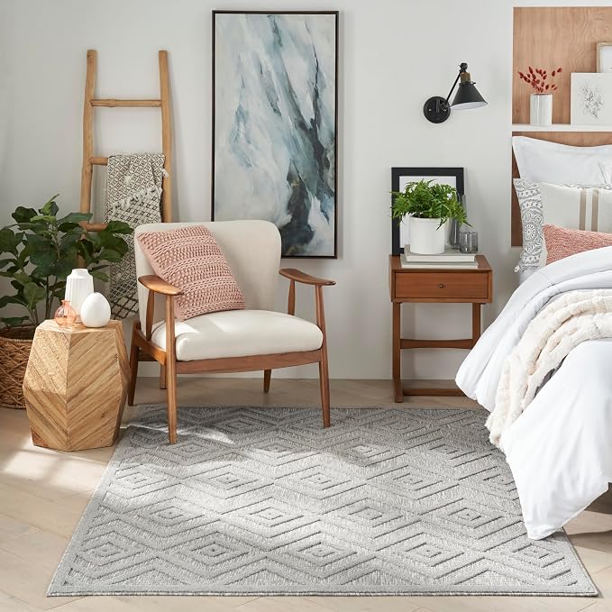 Nourison Home Versatile Silver Grey 6' x 9' Area Rug - Easy Clean, Non Shedding, Bed Room, Living Room, Dining Room, Kitchen (6' x 9')
