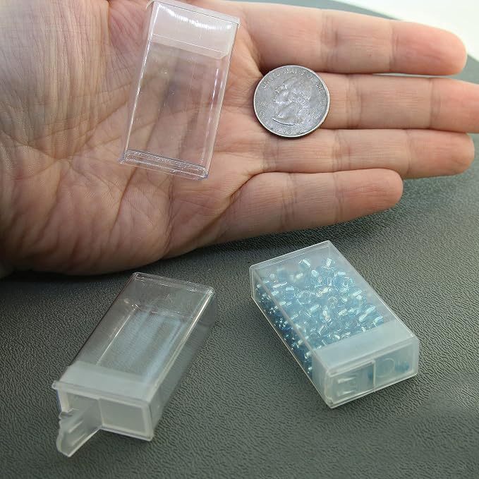 The Beadsmith Clear Plastic Boxes - Rectangle with a Flip Top Cap - 7/16” x 1” x 1-7/8” - Use for Beads, Bath Salts, Wedding & Party Favors, Home or Office Storage - Bag of 100