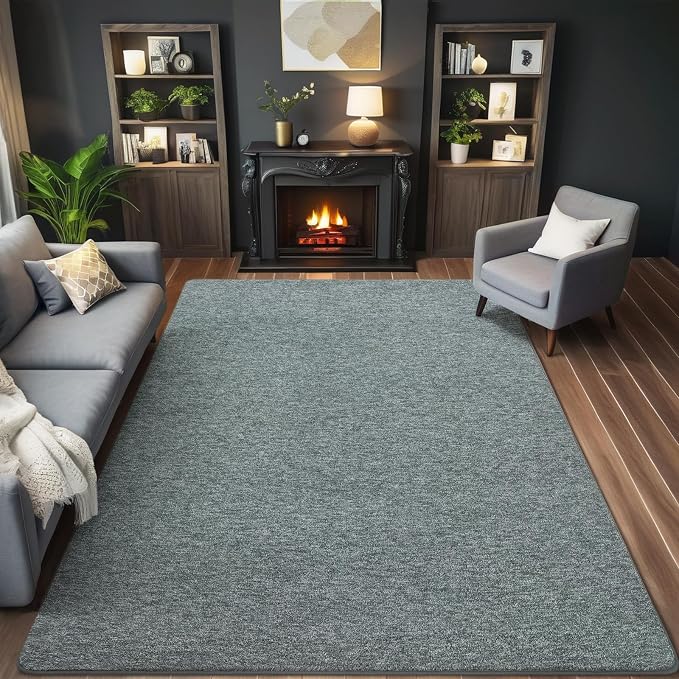 AROGAN 4x6 Area Rugs for Living Room Non Slip Bedroom Rug, Grey & Green | Modern Area Rugs with Soft Memory Foam, Minimalist Washable Indoor Floor Carpet for Dorm Dining Room Office Kids Playroom