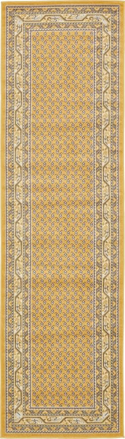 Unique Loom Williamsburg Collection Traditional Border with Dotted Center Area Rug, Runner 2' 9" x 9' 10", Yellow/Beige