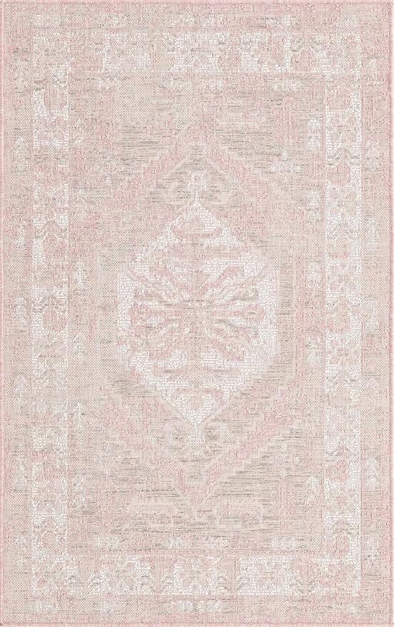 Unique Loom Outdoor Traditional Collection Area Rug - Valeria (3' 3" x 5' 3" Rectangle, Pink/ Ivory)
