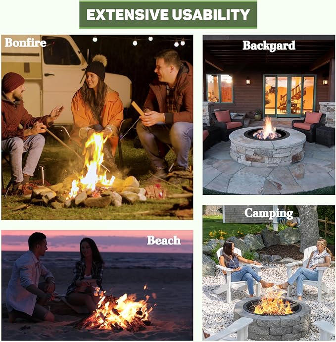FEBTECH - 45" D x 12" H Smokeless Fire Ring Liner - Steel Fire Ring | Premium Heat Resistant Portable Fire Ring Insert for In-Ground or Above-Ground Outdoor Camping Bonfires