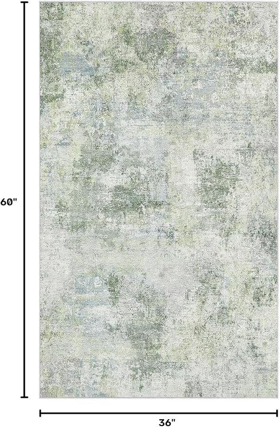 Tortania Area Rug Living Room Rugs - 3x5 Washable Soft Neutral Boho Moroccan Farmhouse Mat Indoor Floor Carpet for Bedroom Under Dining Table Home Office Decor - Sage Green