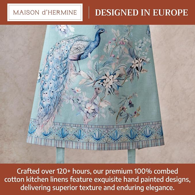 Maison d' Hermine Aprons for women with Pocket 100% Cotton (27.50"x31.50") | Adjustable Neck Strap & long ties Apron Men Chef Wedding Cooking Gardening Server Maid